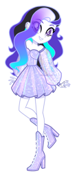 Size: 1096x2380 | Tagged: safe, artist:skyfallfrost, oc, oc only, oc:luminess, human, equestria girls, g4, boots, clothes, dress, female, shoes, simple background, solo, transparent background