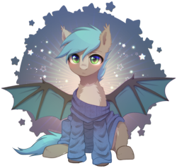 Size: 2223x2112 | Tagged: safe, alternate character, alternate version, artist:avrameow, part of a set, oc, oc only, bat pony, pegasus, pony, bat pony oc, clothes, commission, high res, oversized clothes, simple background, solo, sweater, transparent background, wings, ych result