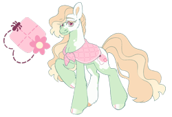 Size: 1152x785 | Tagged: safe, artist:polymercorgi, oc, oc only, oc:picnic blanket, earth pony, pony, cloven hooves, coat markings, earth pony oc, eye clipping through hair, female, mare, offspring, parent:big macintosh, parent:fluttershy, parents:fluttermac, shawl, simple background, smiling, solo, transparent background