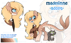 Size: 2800x1700 | Tagged: safe, artist:madelinne, oc, oc only, cat, original species, shark, shark pony, adoptable, adoptable open, blonde, blonde hair, blonde mane, blue eyes, clothes, shark pony oc, solo, zoom layer