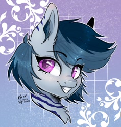 Size: 1192x1256 | Tagged: safe, artist:holomouse, oc, pony, bust, female, mare, portrait, smiling, solo