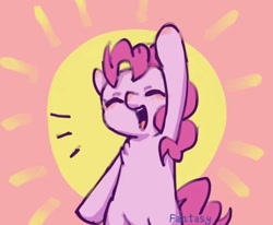 Size: 772x636 | Tagged: safe, artist:song_fantasy, pinkie pie, earth pony, pony, g4, cute, diapinkes, eyes closed, female, happy, mare, open mouth, open smile, smiling, solo, sun