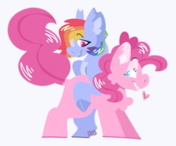 Size: 1654x1379 | Tagged: safe, artist:partyponypower, pinkie pie, rainbow dash, earth pony, pegasus, pony, g4, chest fluff, duo, female, heart, lesbian, ship:pinkiedash, shipping, simple background, smiling, white background