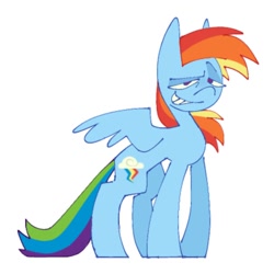 Size: 1200x1200 | Tagged: safe, artist:partyponypower, rainbow dash, pegasus, pony, g4, simple background, smiling, smirk, solo, spread wings, standing, white background, wings