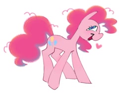 Size: 1000x751 | Tagged: safe, artist:partyponypower, pinkie pie, earth pony, pony, g4, heart, open mouth, simple background, smiling, solo, standing, white background