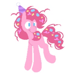Size: 1000x1000 | Tagged: safe, artist:partyponypower, pinkie pie, earth pony, pony, g4, hat, party hat, simple background, solo, standing, white background
