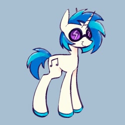 Size: 1000x1000 | Tagged: safe, artist:partyponypower, dj pon-3, vinyl scratch, pony, unicorn, g4, glasses, horseshoes, simple background, smiling, solo, standing