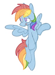 Size: 706x955 | Tagged: safe, artist:partyponypower, rainbow dash, pegasus, pony, g4, :p, flying, simple background, solo, spread wings, tongue out, white background, wings