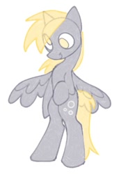 Size: 641x938 | Tagged: safe, artist:partyponypower, derpy hooves, pegasus, pony, g4, simple background, smiling, solo, spread wings, standing, standing on two hooves, white background, wings