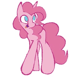 Size: 1000x1000 | Tagged: safe, artist:partyponypower, pinkie pie, earth pony, pony, g4, open mouth, simple background, smiling, solo, standing, white background