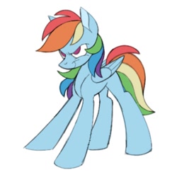 Size: 1000x1000 | Tagged: safe, artist:partyponypower, rainbow dash, pegasus, pony, g4, simple background, smiling, smirk, solo, standing, white background