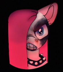 Size: 802x914 | Tagged: safe, artist:partyponypower, pinkie pie, earth pony, pony, g4, black background, black metal, bust, choker, corpse paint, face paint, pinkamena diane pie, simple background, solo, spiked choker, teeth