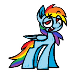 Size: 1000x1000 | Tagged: safe, artist:partyponypower, rainbow dash, pegasus, pony, g4, female, lidded eyes, mare, open mouth, simple background, solo, standing, white background
