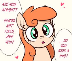 Size: 1398x1185 | Tagged: safe, artist:somethingatall, oc, oc only, earth pony, pony, cute, drawthread, earth pony oc, heart, looking at you, ponified, simple background, solo, speech bubble, text