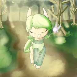 Size: 2000x2000 | Tagged: safe, artist:gorebox, earth pony, fairy, pony, crossover, forest, high res, kokiri ponified, ponified, saria, solo, the legend of zelda, the legend of zelda: ocarina of time, video game crossover