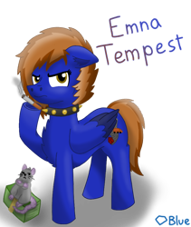 Size: 710x840 | Tagged: safe, artist:💎blue, oc, oc only, oc:emna tempest, pegasus, pony, rat, annoyed, brown mane, cigarette, collar, cutie mark, ears back, edgy, female, money, pegasus oc, reference sheet, serious, simple background, solo, transparent background, wings, yellow eyes