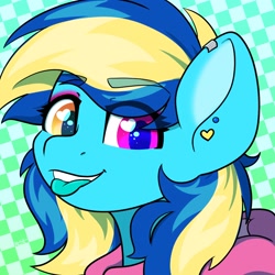 Size: 1500x1500 | Tagged: safe, artist:koa, artist:koapony, oc, oc only, oc:general mumble, pegasus, pony, heart, heart eyes, heterochromia, pegasus oc, solo, tongue out, wingding eyes