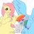 Size: 1378x1378 | Tagged: safe, artist:lilfairyartistt, fluttershy, rainbow dash, pegasus, pony, bong, coughing, drug use, drugs, duo, duo female, female, flutterdash, flutterhigh, high, lesbian, marijuana, multicolored hair, open mouth, rainbow hair, shipping, simple background, smoke, smoking, white background