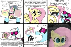 Size: 1117x748 | Tagged: safe, artist:c4n4ry0nl1n3, fluttershy, photo finish, earth pony, pegasus, pony, g4, green isn't your color, comic, dialogue, scene interpretation, text, thousand yard stare, wide eyes
