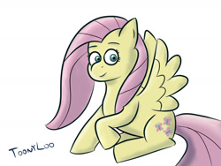 Size: 1600x1200 | Tagged: safe, artist:toonyloo, fluttershy, pegasus, pony, g4, cute, simple background, solo, white background, wings