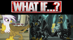 Size: 1016x553 | Tagged: safe, screencap, gilda, king guto, griffon, g4, the lost treasure of griffonstone, what if