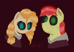 Size: 4096x2896 | Tagged: safe, artist:realgero, bright mac, pear butter, g4, applejack's parents, creepy, duo