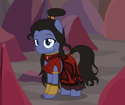 Size: 2496x2100 | Tagged: safe, artist:badumsquish, derpibooru exclusive, star tracker, earth pony, pony, g4, alternate hair color, alternate hairstyle, armband, avatar the last airbender, bangles, bracelet, clothes, cosplay, costume, crossdressing, crossplay, dress, eyelashes, fire, fire nation, freckles, high res, jewelry, katara, looking at you, makeup, male, necklace, show accurate, smiling, socks, solo, stallion, starcrossed, tail, tail wrap, topknot