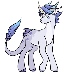 Size: 880x1032 | Tagged: safe, artist:void-sommar, oc, oc only, dracony, hybrid, cloven hooves, curved horn, dracony oc, horn, horns, interspecies offspring, offspring, parent:rarity, parent:spike, parents:sparity, simple background, solo, white background