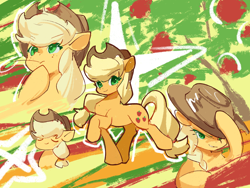 Size: 2160x1620 | Tagged: safe, artist:lendftcn, applejack, earth pony, pony, g4, abstract background, female, mare, solo
