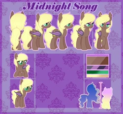 Size: 900x833 | Tagged: safe, oc, oc:midnight song, bat pony, bat pony oc, female, filly, foal, looking at you, mare, reference sheet, size comparison, younger