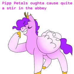 Size: 768x768 | Tagged: safe, artist:nachosforfree, pipp petals, pegasus, pony, g5, simple background, solo, text, white background
