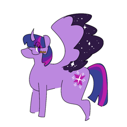 Size: 768x768 | Tagged: safe, artist:nachosforfree, twilight sparkle, alicorn, pony, g4, glasses, side view, simple background, solo, standing, twilight sparkle (alicorn), white background