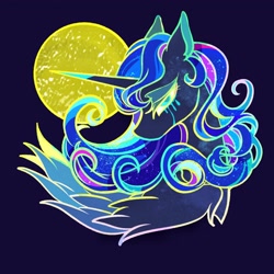 Size: 2048x2048 | Tagged: safe, artist:tkotu434, princess luna, alicorn, pony, g4, blue background, bust, crying, female, full moon, high res, mare, moon, simple background, solo