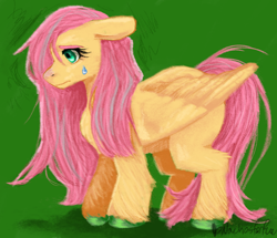 Size: 910x784 | Tagged: safe, artist:nachosforfree, fluttershy, pegasus, pony, g4, crying, green background, simple background, solo