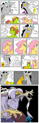 Size: 606x1920 | Tagged: safe, artist:nachosforfree, discord, fluttershy, tree hugger, draconequus, earth pony, pegasus, pony, g4, g5, spoiler:g5comic, comic, drugs, marijuana, old man discord, text