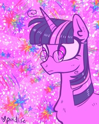 Size: 1280x1600 | Tagged: safe, artist:pxndlife, twilight sparkle, pony, unicorn, g4, bust, chest fluff, glasses, solo