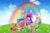 Size: 3000x2000 | Tagged: safe, artist:user15432, spike, twilight sparkle, alicorn, dog, human, mermaid, equestria girls, g4, barely eqg related, blue dress, boots, bubble guppies, bubble puppy, castle, clothes, cloud, crossover, cutie mark on clothes, dress, element of magic, fairy tale, feather, feather hat, flower, gloves, hat, high heel boots, high heels, high res, kirby, kirby (series), knight, looking at you, molly (bubble guppies), musketeer, princess rosalina, purple dress, rainbow, rosalina, shoes, smiling, spike the dog, super mario bros., sword, the three musketeers, twilight sparkle (alicorn), weapon