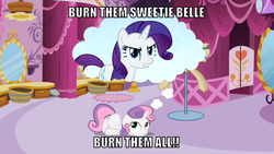 Size: 1066x600 | Tagged: safe, edit, edited screencap, editor:twi clown, screencap, rarity, sweetie belle, pony, unicorn, g4, sisterhooves social, belle sisters, caption, female, filly, foal, image macro, mare, siblings, sisters, text