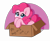 Size: 3904x3236 | Tagged: safe, artist:kittyrosie, pinkie pie, earth pony, pony, g4, box, bronybait, crying, cute, diapinkes, high res, pony in a box, sad, sadorable, simple background, solo, teary eyes, transparent background