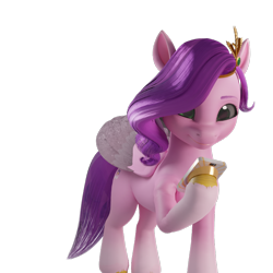 Size: 1080x1080 | Tagged: safe, artist:littleiceage, pipp petals, pegasus, pony, g5, 3d, adorapipp, cellphone, colored wings, crown, cute, eyebrows, female, folded wings, jewelry, mare, phone, pipp's phone, regalia, simple background, smartphone, smiling, solo, transparent background, wings