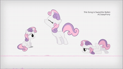 Size: 1280x720 | Tagged: safe, artist:aclassypony, sweetie belle, pony, unicorn, g4, animated, eyes closed, female, filly, foal, link in description, music, singing, sound, sound only, this song is sweet(ie belle), webm, youtube link