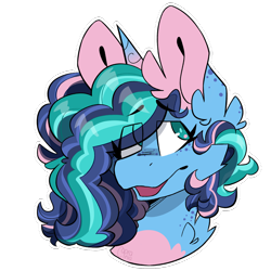 Size: 2000x2000 | Tagged: safe, artist:caprania, misty brightdawn, pony, unicorn, g5, bust, curly mane, cute, female, freckles, high res, mare, mistybetes, open mouth, portrait, simple background, solo, transparent background