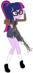 Size: 1868x4096 | Tagged: safe, artist:edy_january, artist:gmaplay, edit, vector edit, sci-twi, twilight sparkle, human, equestria girls, g4, my little pony equestria girls: better together, angry, breasts, call of duty, call of duty zombies, girls und panzer, glasses, gun, link in description, marine, marines, military, saunders, simple background, soldier, solo, transparent background, trigger discipline, vector, weapon, wunderwaffe-dg2