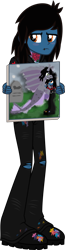 Size: 704x2701 | Tagged: safe, artist:lightningbolt, derpibooru exclusive, human, siren, equestria girls, g4, .svg available, blushing, boots, bring me the horizon, clothes, equestria girls-ified, holding, hoodie, hug, jeans, lip piercing, looking away, male, oliver sykes, paint stains, painting, pants, piercing, ripped jeans, ripped pants, shoes, show accurate, solo, svg, tattoo, torn clothes, vector