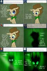 Size: 1302x1954 | Tagged: safe, artist:toadstool-prancer, doctor whooves, time turner, oc, oc:tantamount, changeling, earth pony, pony, tantamount time turner, g4, blue eyes, changeling oc, disguise, disguised changeling, earth pony oc, eyes open, green sclera, male, male oc, pony oc, solo, stallion