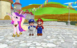 Size: 1920x1200 | Tagged: safe, artist:puzzlshield2, princess cadance, alicorn, human, pony, g4, 3d, aftermath, crossover, happy, male, mario, mmd, smg4, super mario bros., super mario galaxy