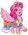 Size: 1632x1986 | Tagged: safe, artist:moonseeker, part of a set, pinkie pie, alicorn, pony, g4, alicornified, clothes, crown, dress, female, hoof shoes, horn, jewelry, mare, one eye closed, open mouth, open smile, pinkiecorn, princess pinkie pie, princess shoes, race swap, regalia, simple background, smiling, solo, spread wings, transparent background, wings, wink, xk-class end-of-the-world scenario