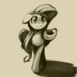 Size: 4000x4000 | Tagged: safe, artist:solid shrimp, fluttershy, pegasus, pony, g4, absurd resolution, female, floppy ears, full face view, heart shaped, looking at you, mare, monochrome, partially open wings, simple background, smiling, smiling at you, solo, standing, wings