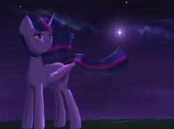 Size: 2048x1523 | Tagged: safe, artist:shagin_, twilight sparkle, alicorn, pony, g4, female, night, solo, twilight sparkle (alicorn)