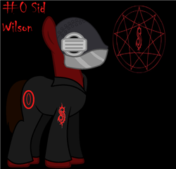 Size: 1024x982 | Tagged: safe, artist:harmonicdreemur1308, earth pony, pony, black background, clothes, male, mask, ponified, simple background, slipknot, solo, stallion